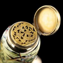 Antique 19thc Victorian 18k Gold & Enamel Scent Bottle, Sampson Mordan Vers 1880
