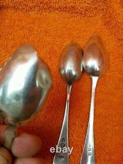 Antique Argent Sterling Spoons Dorés Géorgien, Victorien Et 20ème Siècle