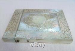 Antique Belle Victorienne Rococo Sculptée Nacre Calling Card Box Case