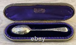 Antique Hallmarked Victorian Silver Spoon Dans Le Cas Ajusté, Chester