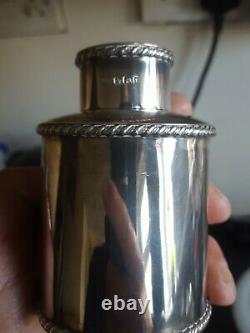 Antique Immaculé Victorian Sterling Silver Tea Caddy Box Bouteille Sheffield 1895
