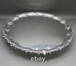 Antique Orné Large Heavy Solid Sterling Silver Salver Tray 31.3cm Londres 1901