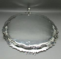 Antique Orné Large Heavy Solid Sterling Silver Salver Tray 31.3cm Londres 1901