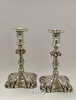 Antique Paire De Sterling Silver Victorienne Conicité Bougeoirs, Londres 1894