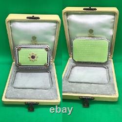 Antique Russe Faberge Guilloche Enamel Argent Massif Diamonds Rub Snuff Box