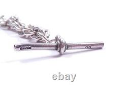 Antique Silver Albert Chain & T Bar 925 Multi Liens 52.3g