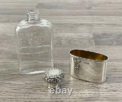 Antique Silver Sterling Hallmarked Victorian Silver Hip Flask, 1901 Londres