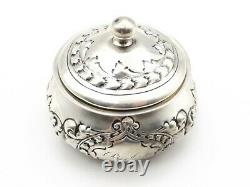 Antique Sterling Silver Repousse Vanity Jar Trinket Box Chased Wjb & Co Braitsch