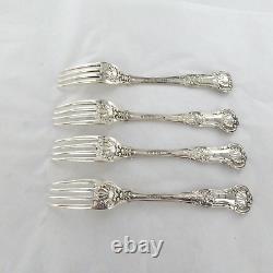 Antique Sterling Silver Set De 4 Queens Pattern Dessert Forks, Londres 1866/69
