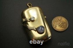 Antique Victorian 18k Gold Diamond & Star Sapphire Match Safe / Vesta Case C1891