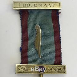 Antique Victorian Argent Solide 1883 Maçonnique Jewel / Médaille Lodge Maat Améthyste