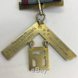 Antique Victorian Argent Solide 1883 Maçonnique Jewel / Médaille Lodge Maat Améthyste