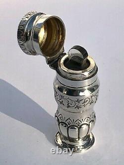 Antique Victorian Hm 1884 Sterling Silver Gravé Parfum Parfum Bouteille Lot 2