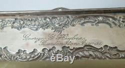 Antique Victorian Repousse Argent Sterling Timbre Cire Case Papier Pages