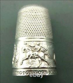 Antique Victorian Silver Commémorative Thimble Mort De Wellington C1852