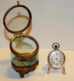 Antique Victorian Silver Français Lady's Pocket Watch & Français Glass Cas Endommagé
