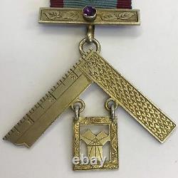 Antique Victorian Solid Silver 1883 Masonic Jewel / Médaille Lodge Maat Améthyste