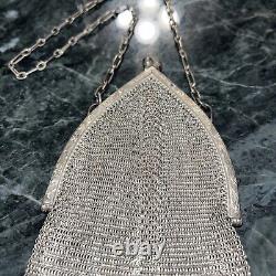 Antique Victorian Sterling Mesh Chain Purse Clutch Soiring Bag