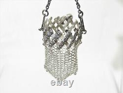 Antique Victorian Sterling Silver Accordéon Coin Chatelaine Purse