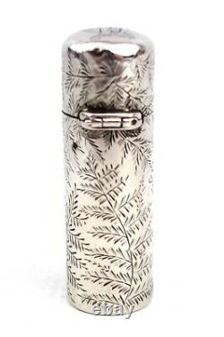 Antique Victorien Sterling Silver Scent Bouteille Spray Fern Sans Bouchon 1883