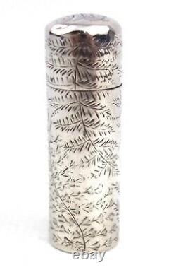 Antique Victorien Sterling Silver Scent Bouteille Spray Fern Sans Bouchon 1883