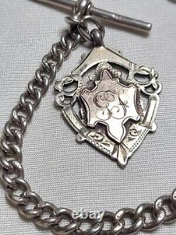 Antique Victorienne Robuste Sterling Silver Montres De Poche Albert Chain