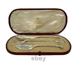 Antique Victorienne Solide Sterling Silver Jam Spoon Butter Knife Pickle Fourche Set