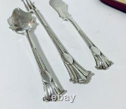 Antique Victorienne Solide Sterling Silver Jam Spoon Butter Knife Pickle Fourche Set