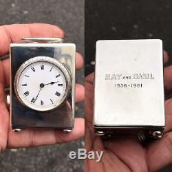 Antique Vintage Ou Miniature En Argent Massif 925 Horloge Transport Londres Importation Mark