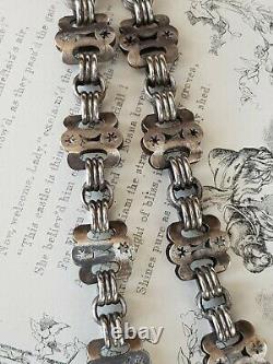 Antique-victorienne-ornée En Argent Massif Chunky Link Belcher Chain & Locket-c1900