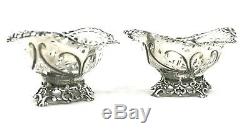 Argent Antique Victorian Sterling Doux Plats Footed Paire 1893