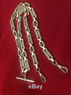 Argent Massif Double Albert Montre De Poche 24 Pouces Chain ​​necklace 600mm 61 Grams