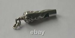 Argent Massif Victorian Art Nouveau Chatelaine Whistle C1900