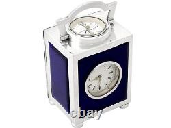 Argent Sterling Horloge De Voyage / Compass Antique Victorien Hauteur 8,8cm