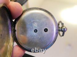 Argent Sterling Jw Benson Victorian Visage Ouvert Key Pocket Montre 48mm