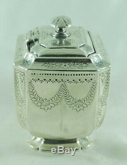 Argent Thé Victorien Caddy Atkin Brothers Sheffield 1895 220g Bzx