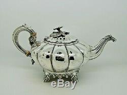 Argent Victorienne Antique Teapot Londres 1837 Joseph & Albert Savory 719g