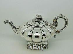 Argent Victorienne Antique Teapot Londres 1837 Joseph & Albert Savory 719g