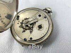 Argent Victorienne Waltham Sterling Cased Complète Hunter Pocket Watch Birm 1884