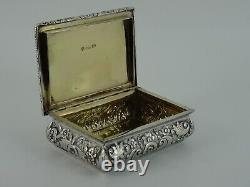 Belle boîte à tabac de table en argent massif de l'époque victorienne à Birmingham en 1840