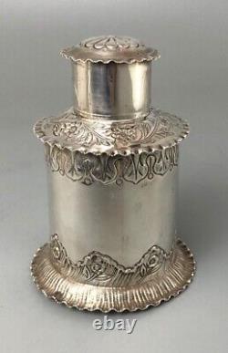Boîte à thé en argent massif de l'époque victorienne Mappin & Webb Londres 1901 185g AHGZX