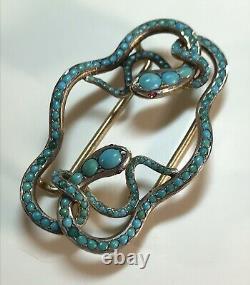 Boucle Antique Victorienne De Serpent Entrelacée De Turquoise