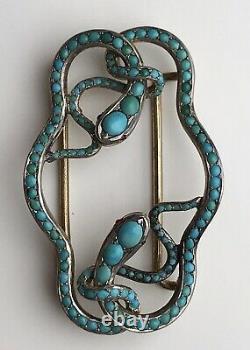 Boucle Antique Victorienne De Serpent Entrelacée De Turquoise
