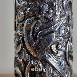 Bouteille de parfum en argent massif de l'époque victorienne Sampson Mordan Londres 1894 Oiseaux