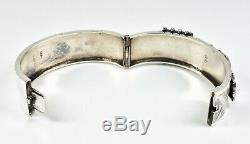 Bracelet À Boucle Articulée Esthétique En Argent Massif Victorien Antique (b'ham, 1884)