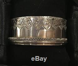Bracelet Manchet Argent Et Argent Massif Ancienne Victorian / Edwardian Sterling-32.19 Gram