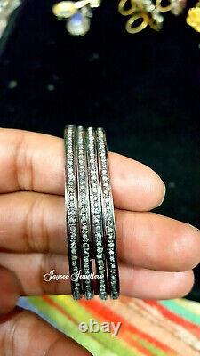 Bracelet en argent massif de haute qualité, vintage, pavé de diamants, design victorien fait à la main