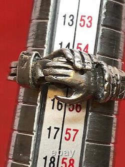 C19ème Victorian Solid Sterling Silver Fede Gimmel Ring Size O, Us=7. 4,6 G