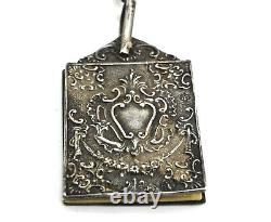 Carnet de bal en argent sterling ancien avec chatelaine