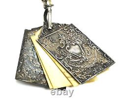 Carnet de bal en argent sterling ancien avec chatelaine